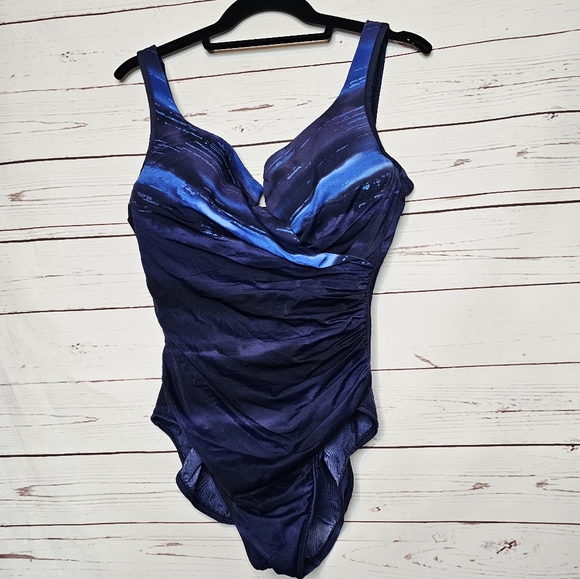 Miraclesuit Women's Blue One Piece Swimsuit - Picture 1 of 15